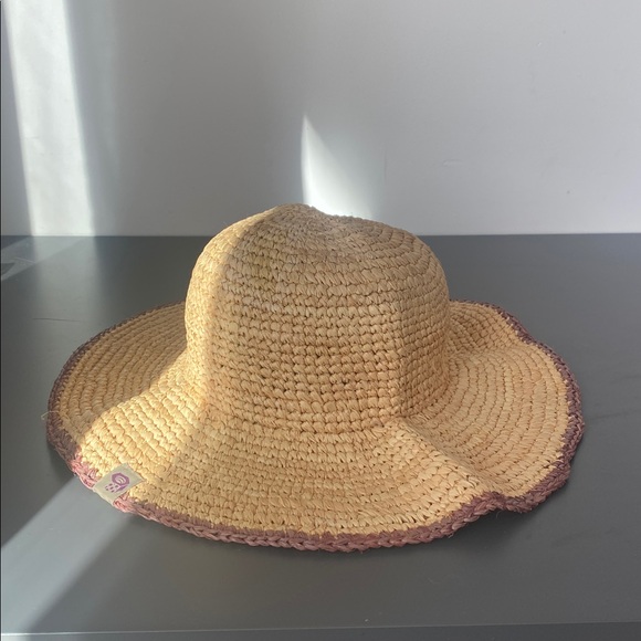 Mountain Hardwear Accessories - Mountain Hardwear Natural Raffia Straw Sun Hat Sz L Brown Trim Packable Vacation